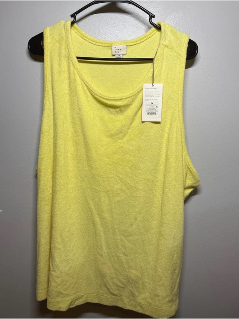 Women's Sleeveless Terry Tank Top - Yellow 2X A New Day NWT